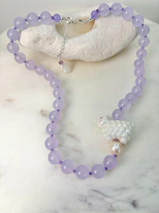 Baa Baa Sheep Side Lavender Chalcedony Necklace - Limited