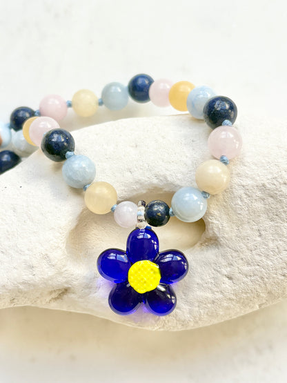 Flower Power Parade Cobalt Necklace