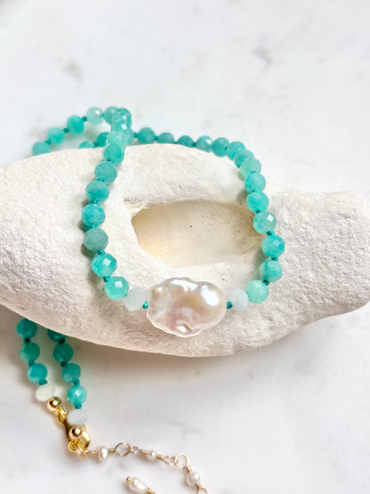 Facets Embrace Amazonite Necklace - Limited