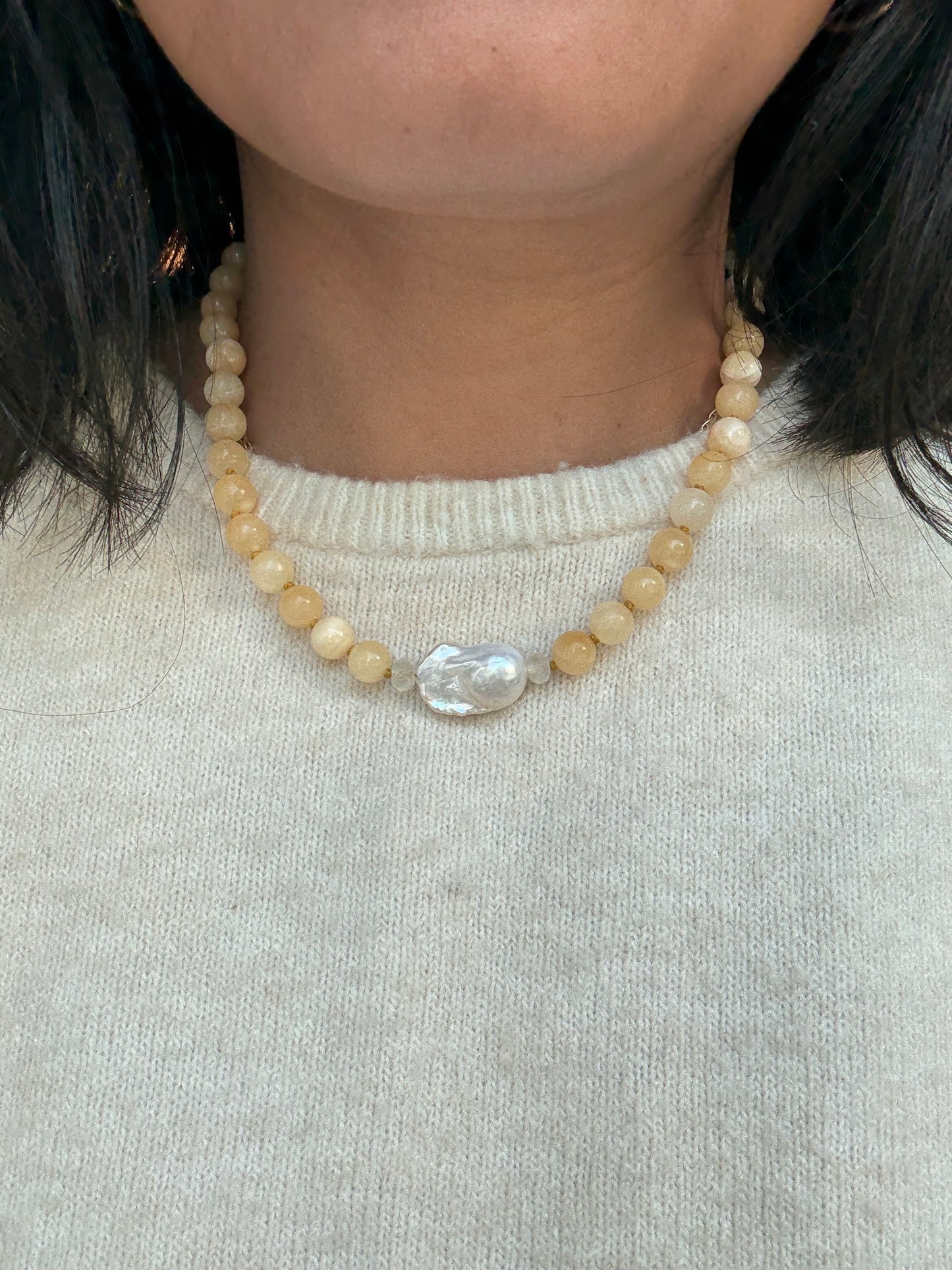 Baroque Embrace White Necklace