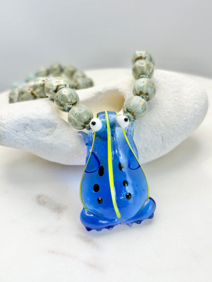 Whimsy Hopper Cobalt Necklace - One Of A Kind