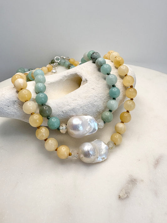 Baroque Embrace White Necklace