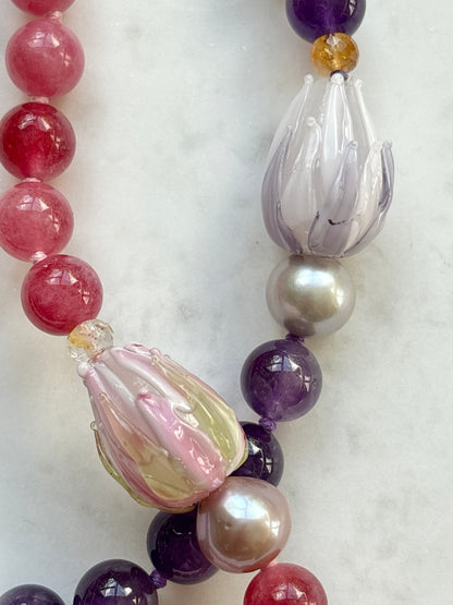 Enchanted Tulip Amethyst Necklace - One Of A Kind