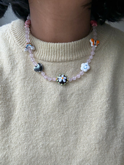 NEW Pinky Good Vibes Gem Necklace