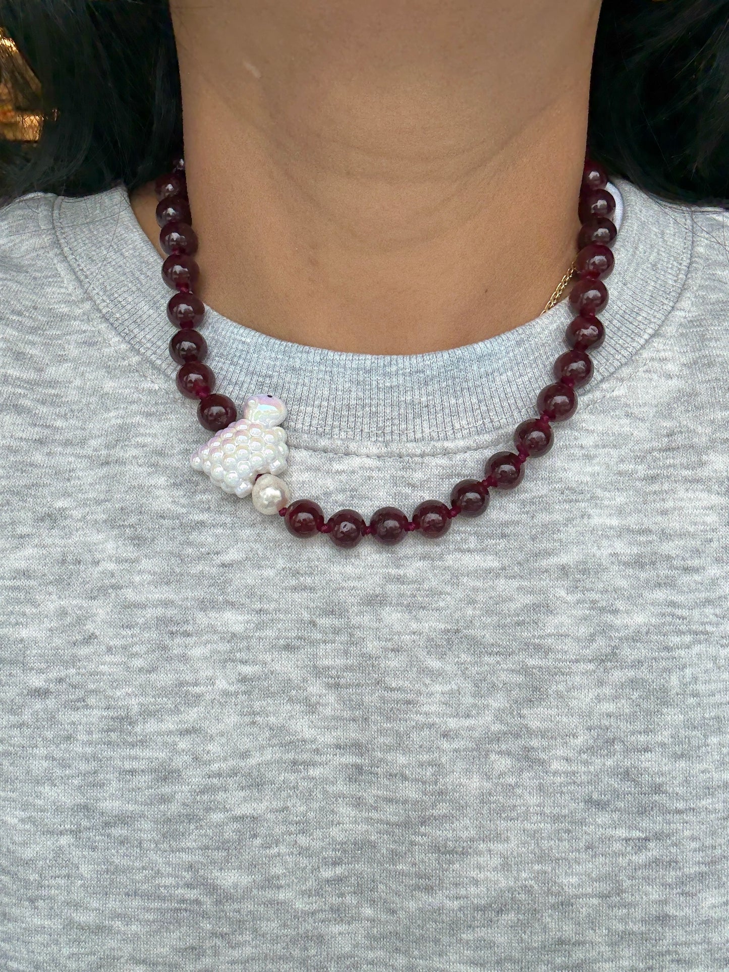 Baa Baa Sheep Side Garnet Necklace - Limited