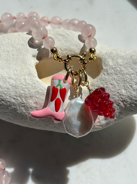 Bootiful Raspberry Bites Necklace