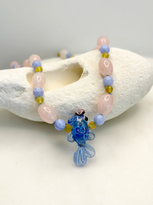 Pastel Splash & Dash Azure Necklace
