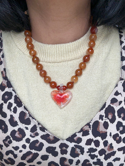 Heart In Bloom Wildfire Necklace - One Of A Kind