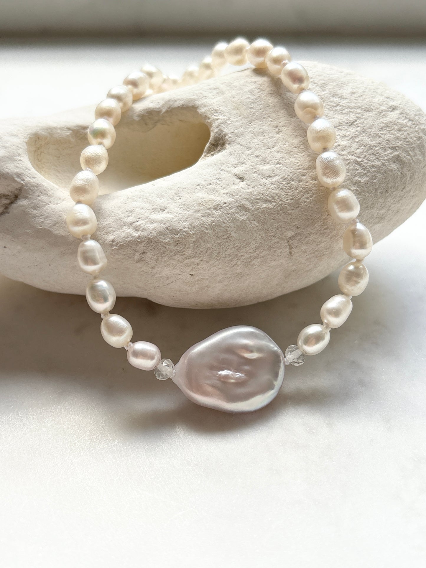 Pearly Baroque Embrace Ivory Necklace