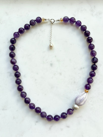 Enchanted Tulip Amethyst Necklace - One Of A Kind