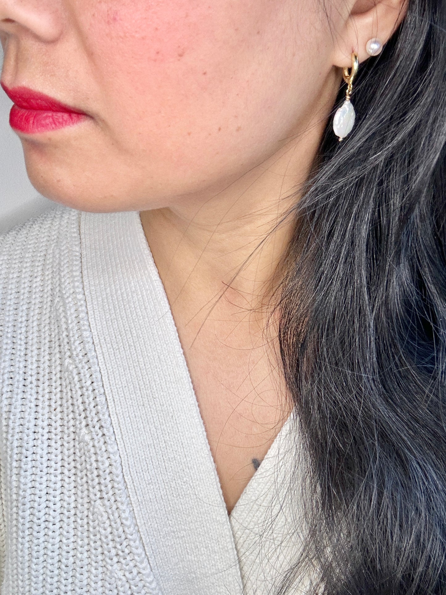 Elle White Earring