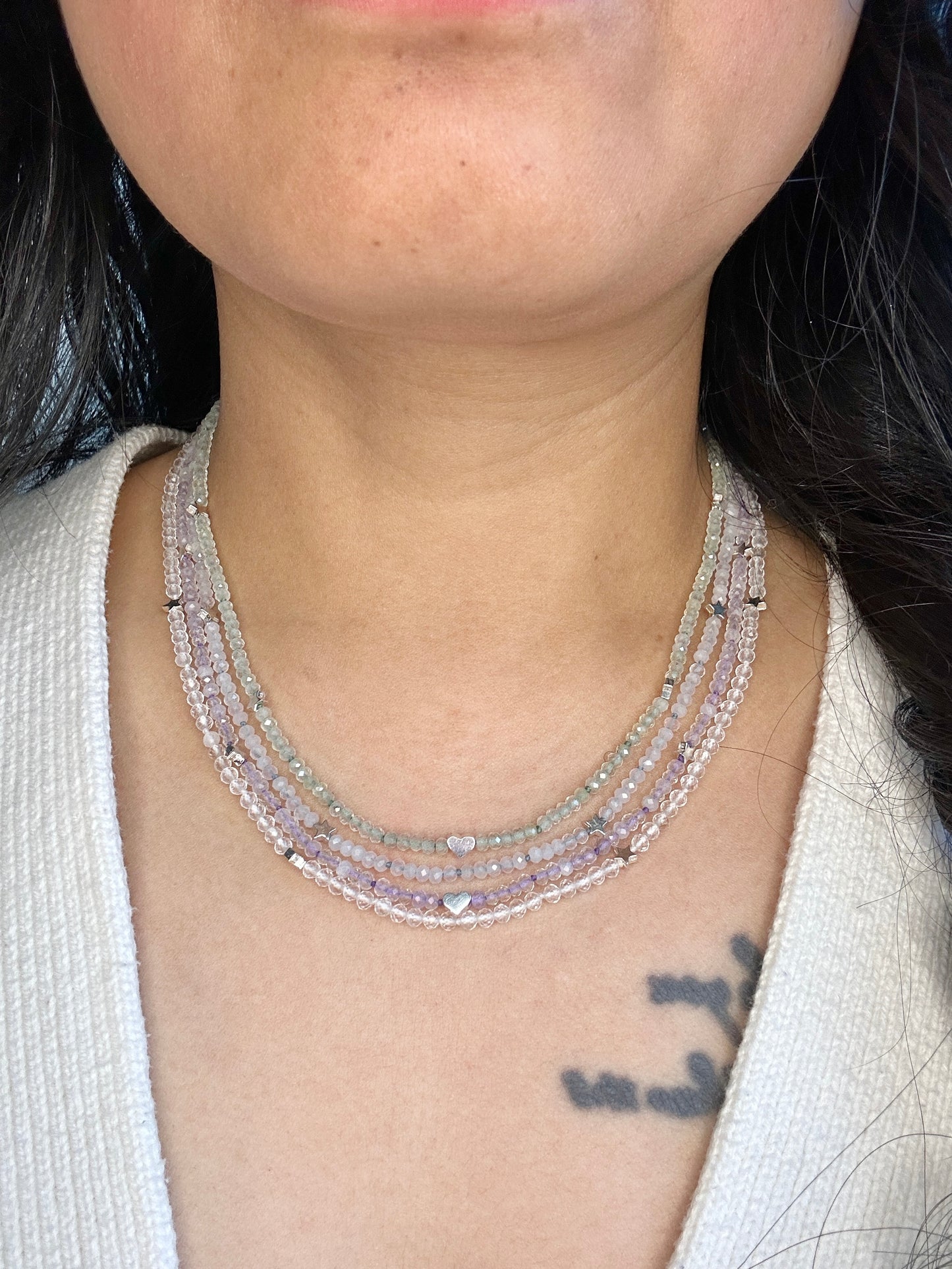 Layered With Cosmic Hearts Necklace - One Of A Kind