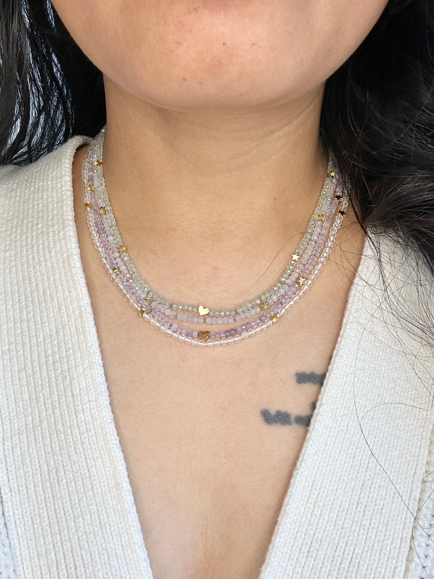 Layered With Cosmic Hearts Necklace - One Of A Kind