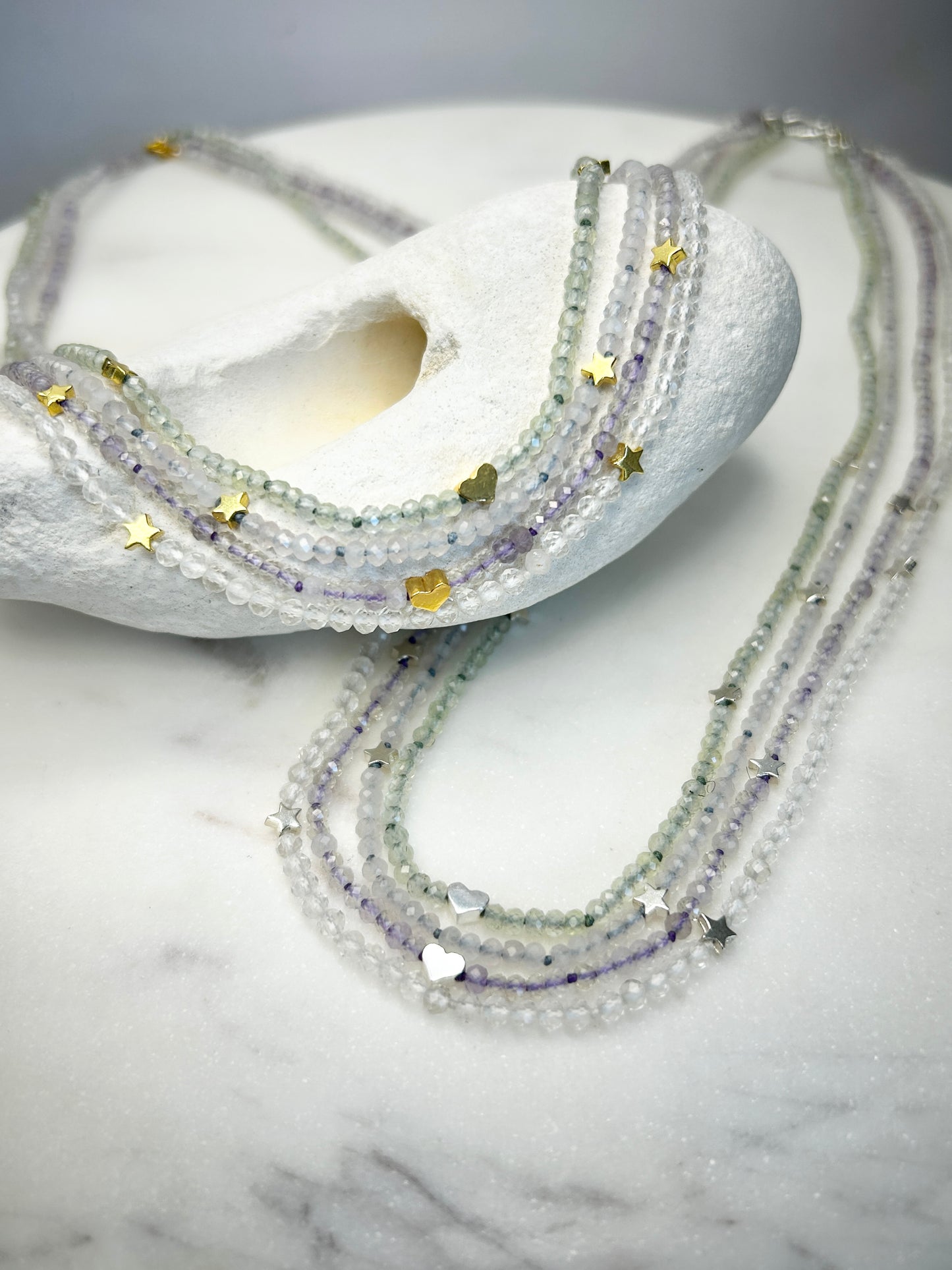 Layered With Cosmic Hearts Necklace - One Of A Kind