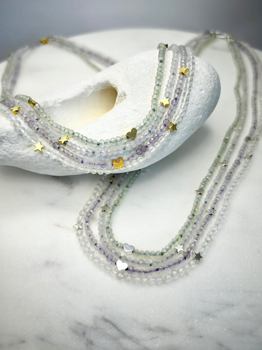 Layered With Cosmic Hearts Necklace - One Of A Kind