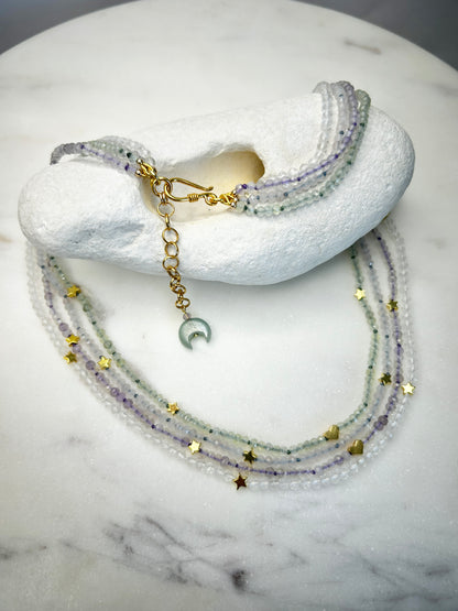 Layered With Cosmic Hearts Necklace - One Of A Kind
