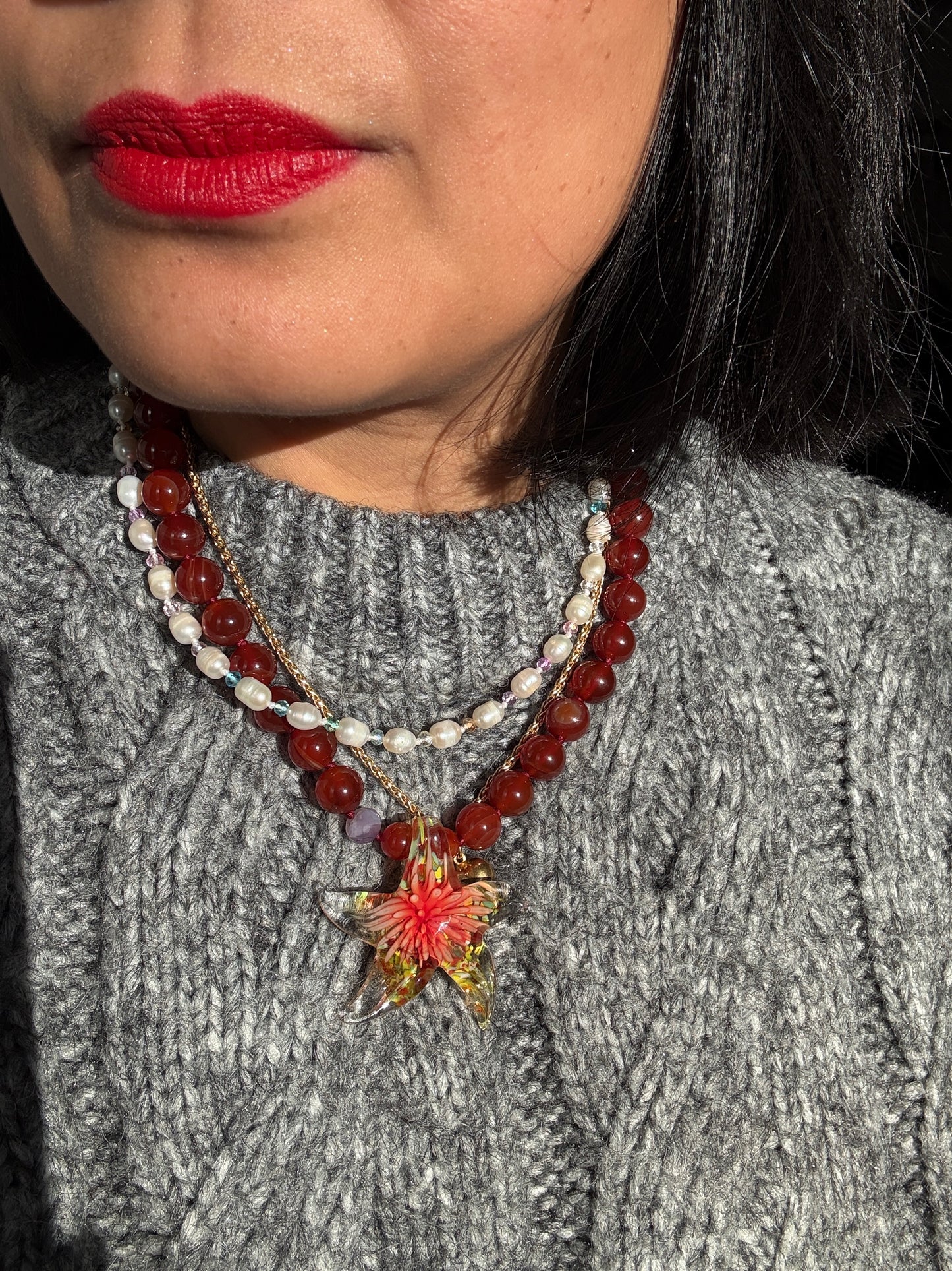 Celestial Sea Burst Sunset Necklace
