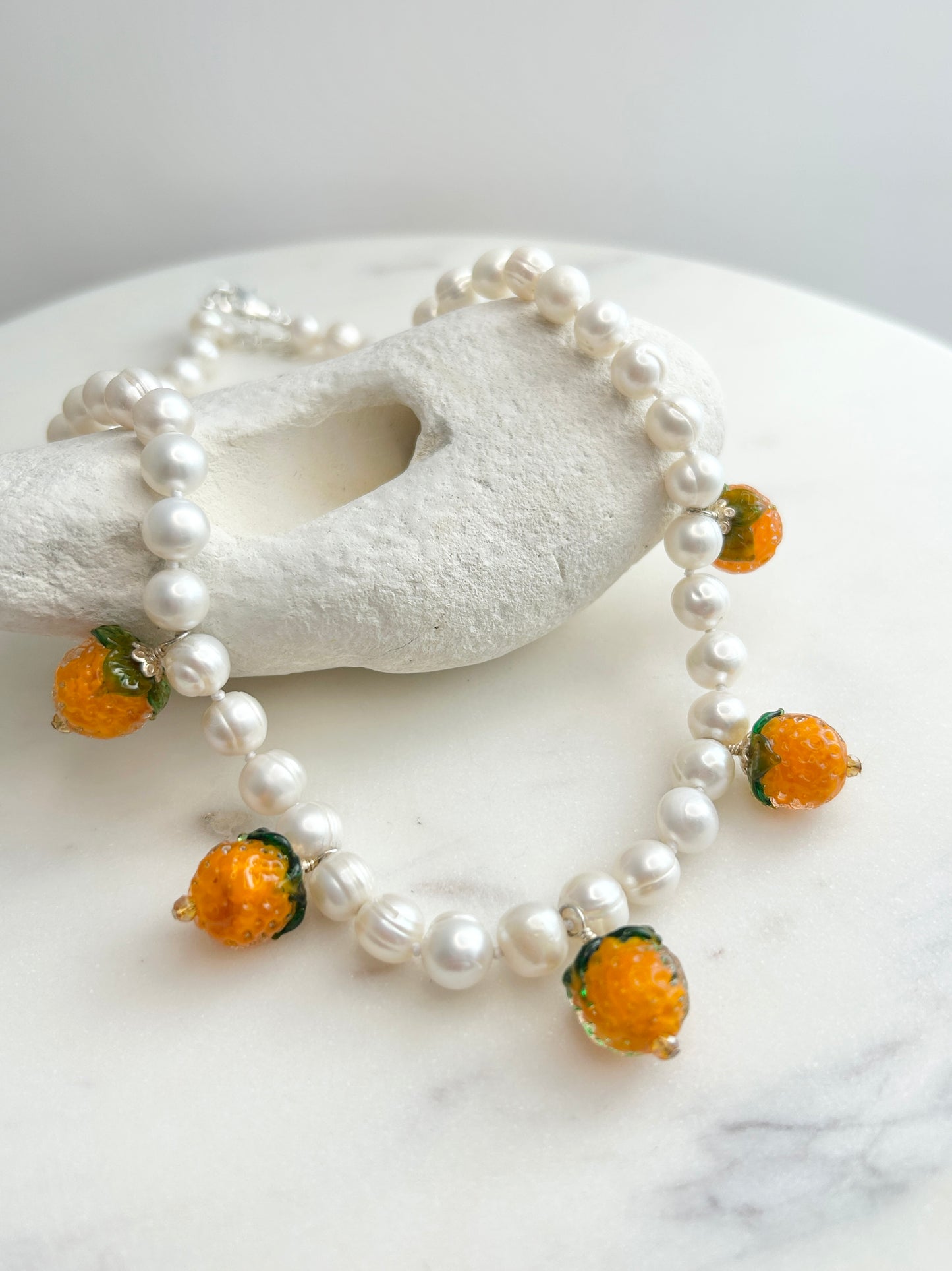 Orange Cream Bunting Necklace - One Of A Kind