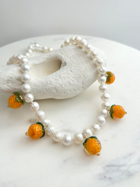 Orange Cream Bunting Necklace - One Of A Kind