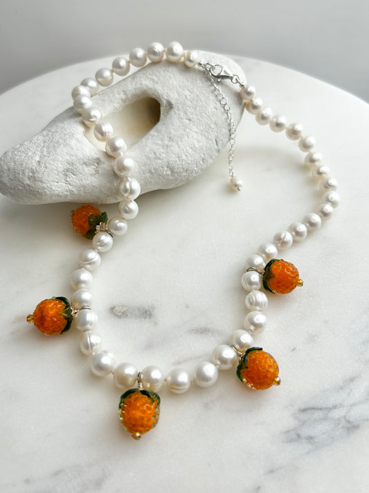 Orange Cream Bunting Necklace - One Of A Kind