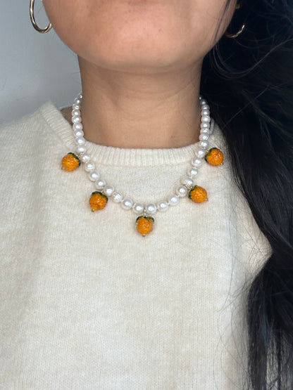 Orange Cream Bunting Necklace - One Of A Kind