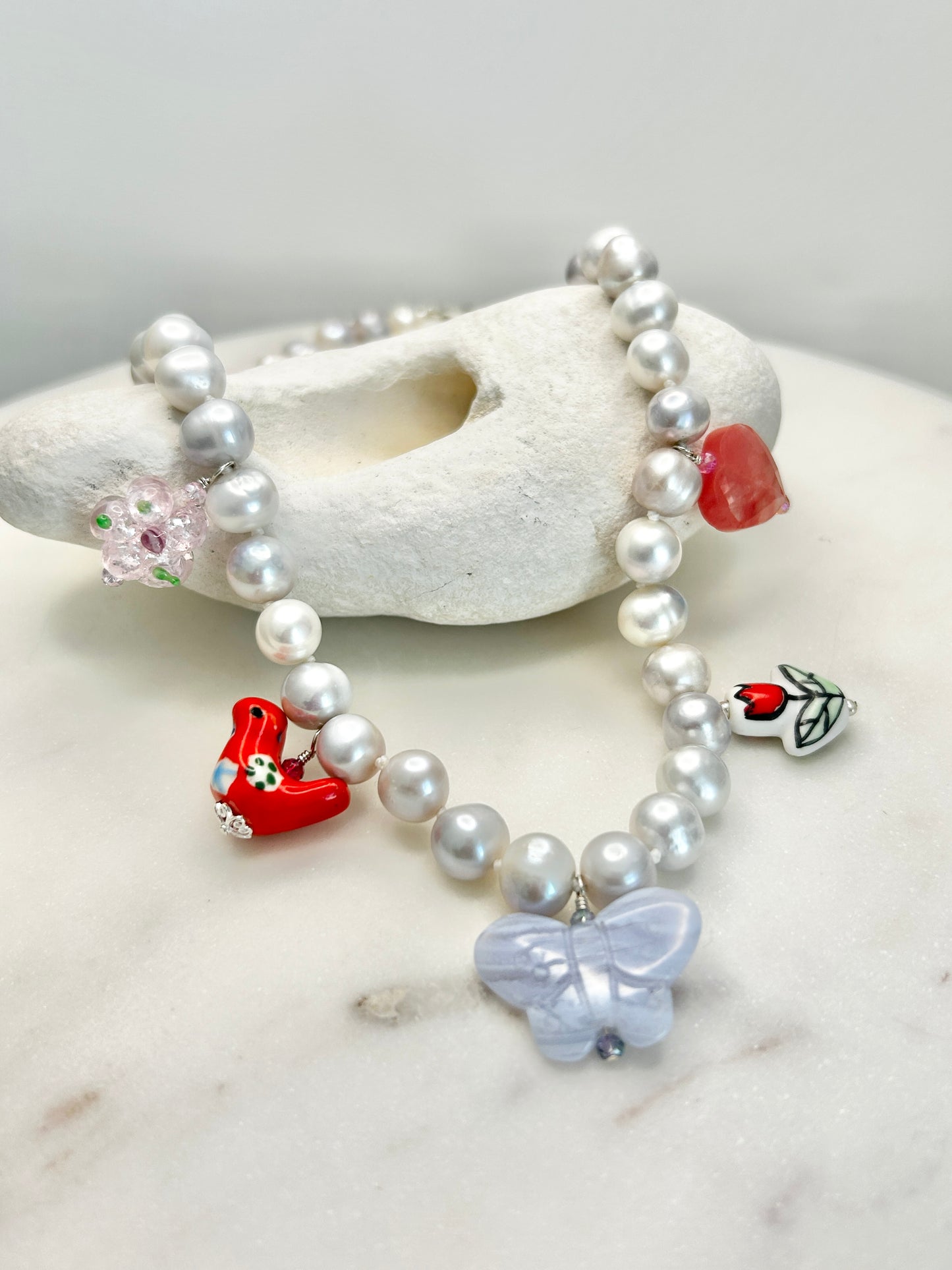 Wild Heart Garland Necklace Berry - One Of A Kind