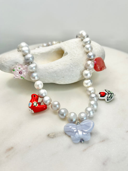 Wild Heart Garland Necklace Berry - One Of A Kind
