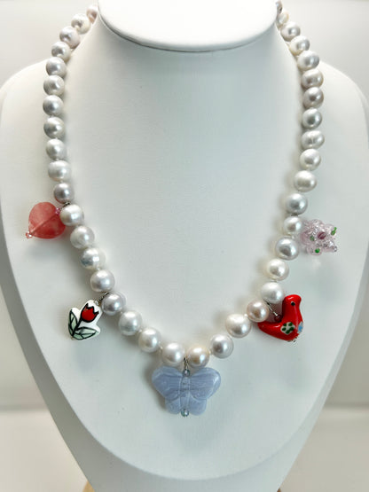 Wild Heart Garland Necklace Berry - One Of A Kind