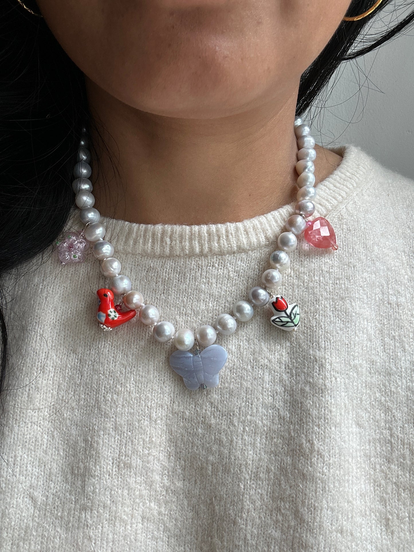 Wild Heart Garland Necklace Berry - One Of A Kind
