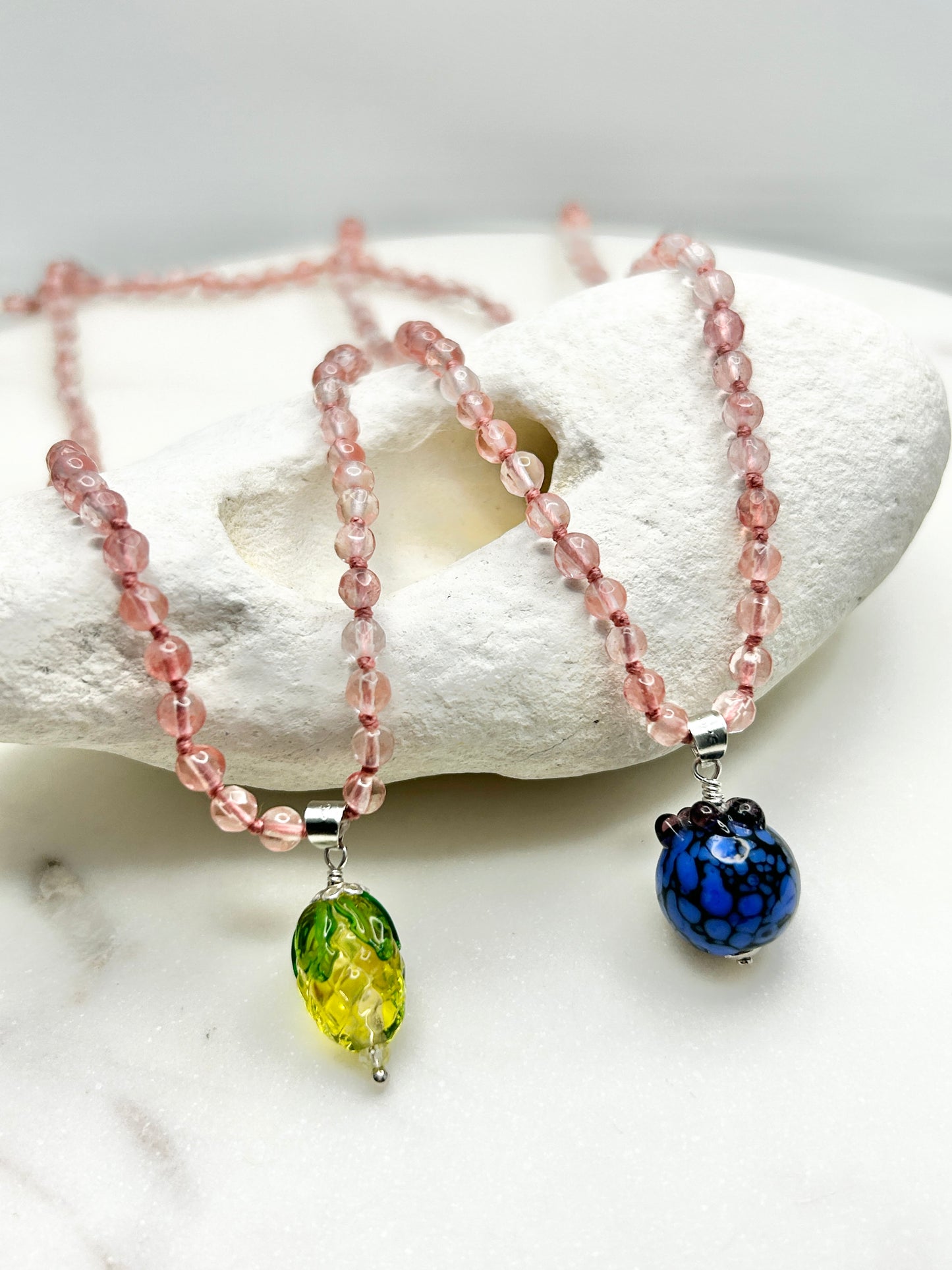 Fruit Gem Drops Strawberry Quartz Necklace - One Of A Kind