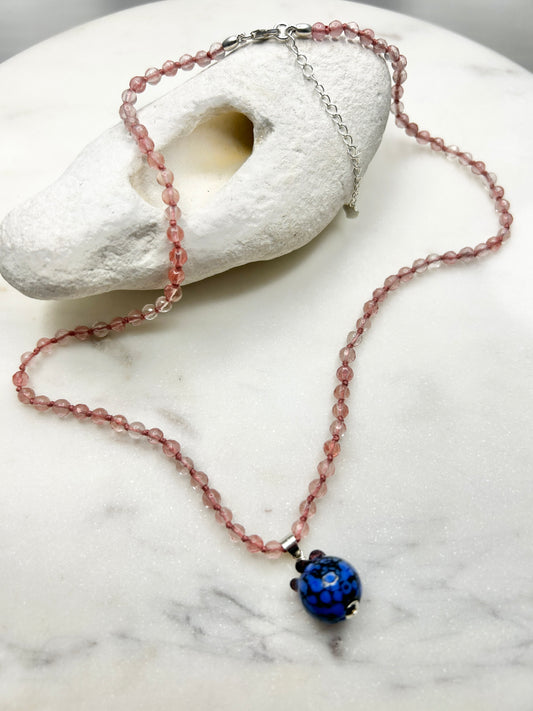 Fruit Gem Drops Strawberry Quartz Necklace - One Of A Kind