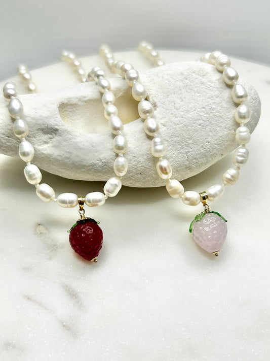 Fruit Cream Drops Strawberry Necklace