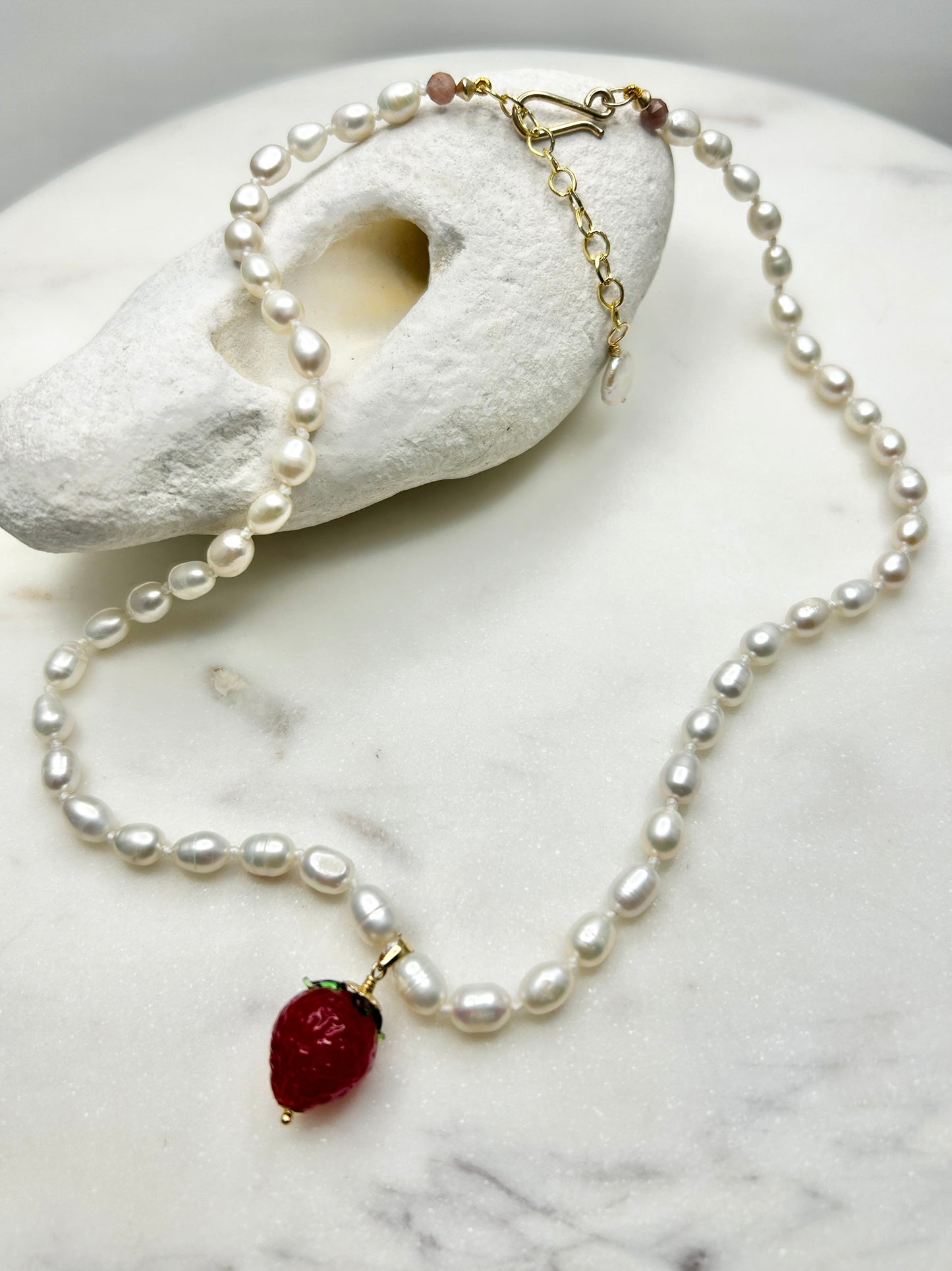Fruit Cream Drops Strawberry Necklace