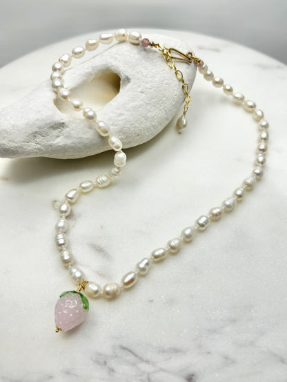 Fruit Cream Drops Strawberry Necklace