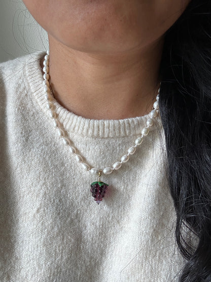 Fruit Cream Drops Necklace Raspberry
