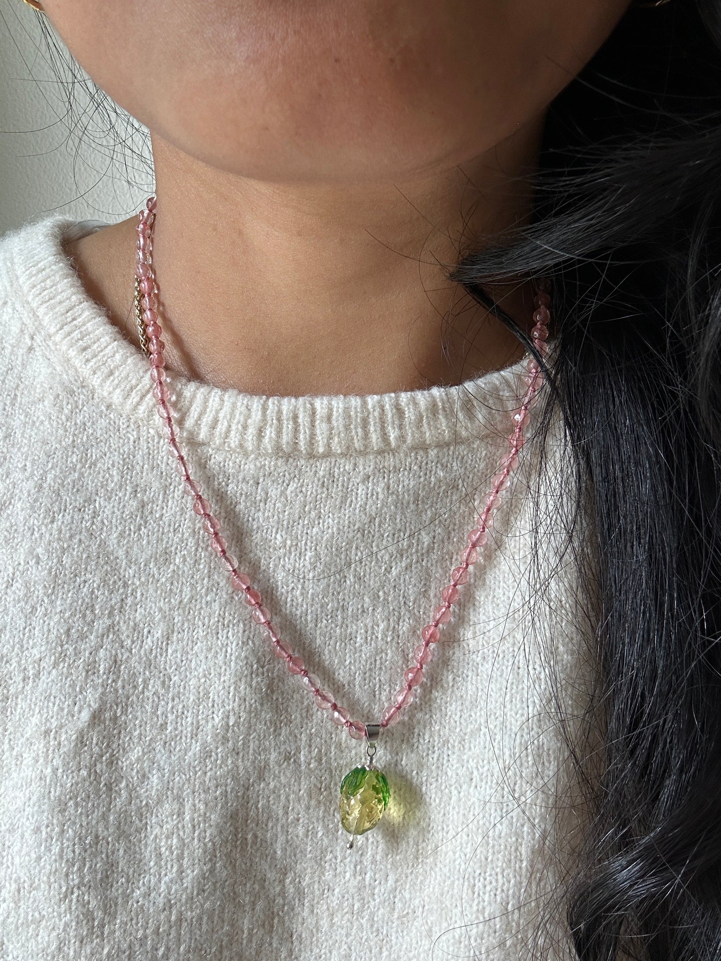 Fruit Gem Drops Strawberry Quartz Necklace - One Of A Kind