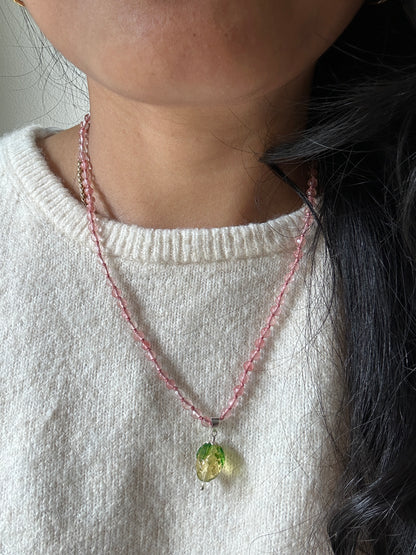 Fruit Gem Drops Strawberry Quartz Necklace - One Of A Kind