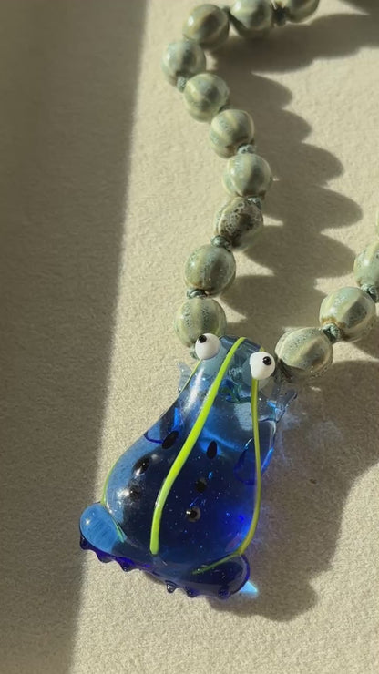 Whimsy Hopper Cobalt Necklace - One Of A Kind